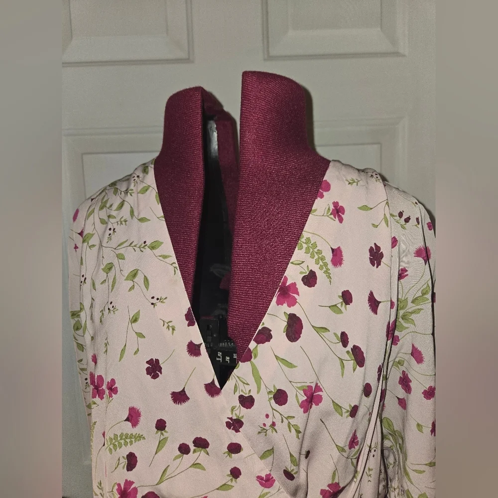 Joie Long Sleeve Pink Lilac Floral Print Wrap Maxi Dress Small - Picture 6 of 11